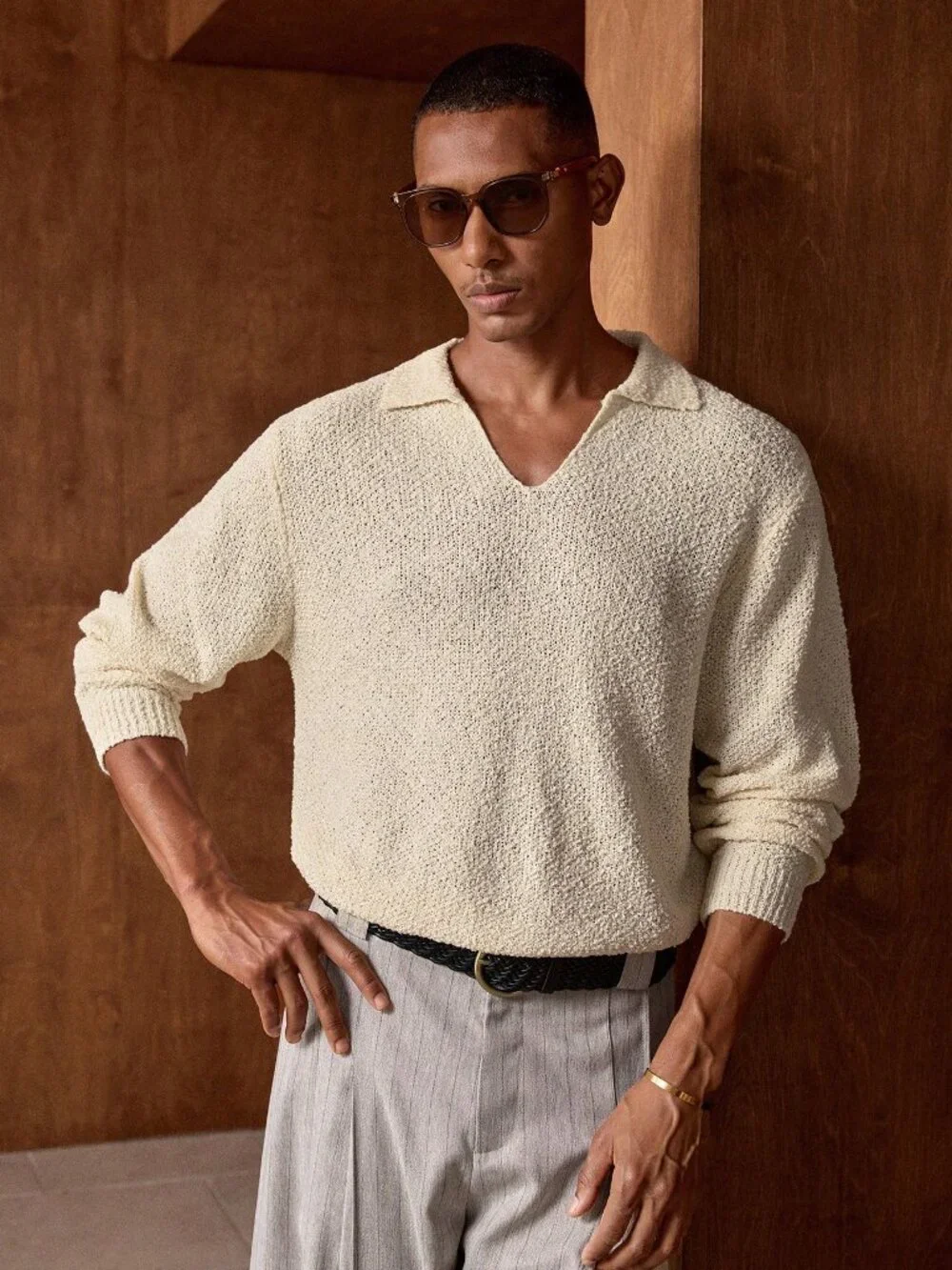 Apricot Casual Men's Long Sleeve Sweater